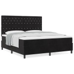 Pat Box Spring vidaXL cu Saltea Negru Super King Catifea Pat Box Spring vidaXL cu Saltea Negru Super King Catifea