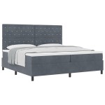Pat cu somieră și saltea vidaXL Gri închis 200x200 cm Catifea Pat cu somieră și saltea vidaXL Gri închis 200x200 cm Catifea