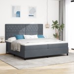 Pat cu somieră și saltea vidaXL Gri închis 200x200 cm Catifea Pat cu somieră și saltea vidaXL Gri închis 200x200 cm Catifea