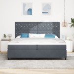Pat cu somieră și saltea vidaXL Gri închis 200x200 cm Catifea Pat cu somieră și saltea vidaXL Gri închis 200x200 cm Catifea