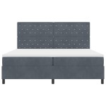 Pat cu somieră și saltea vidaXL Gri închis 200x200 cm Catifea Pat cu somieră și saltea vidaXL Gri închis 200x200 cm Catifea