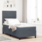 vidaXL Pat cu arcuri cu saltea Gri închis 90 x 190 cm Catifea vidaXL Pat cu arcuri cu saltea Gri închis 90 x 190 cm Catifea