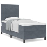 vidaXL Pat cu arcuri cu saltea Gri închis 90 x 190 cm Catifea vidaXL Pat cu arcuri cu saltea Gri închis 90 x 190 cm Catifea