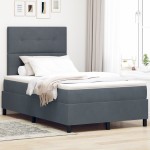 vidaXL Pat cu arcuri cu saltea Gri închis 120 x 200 cm Catifea vidaXL Pat cu arcuri cu saltea Gri închis 120 x 200 cm Catifea