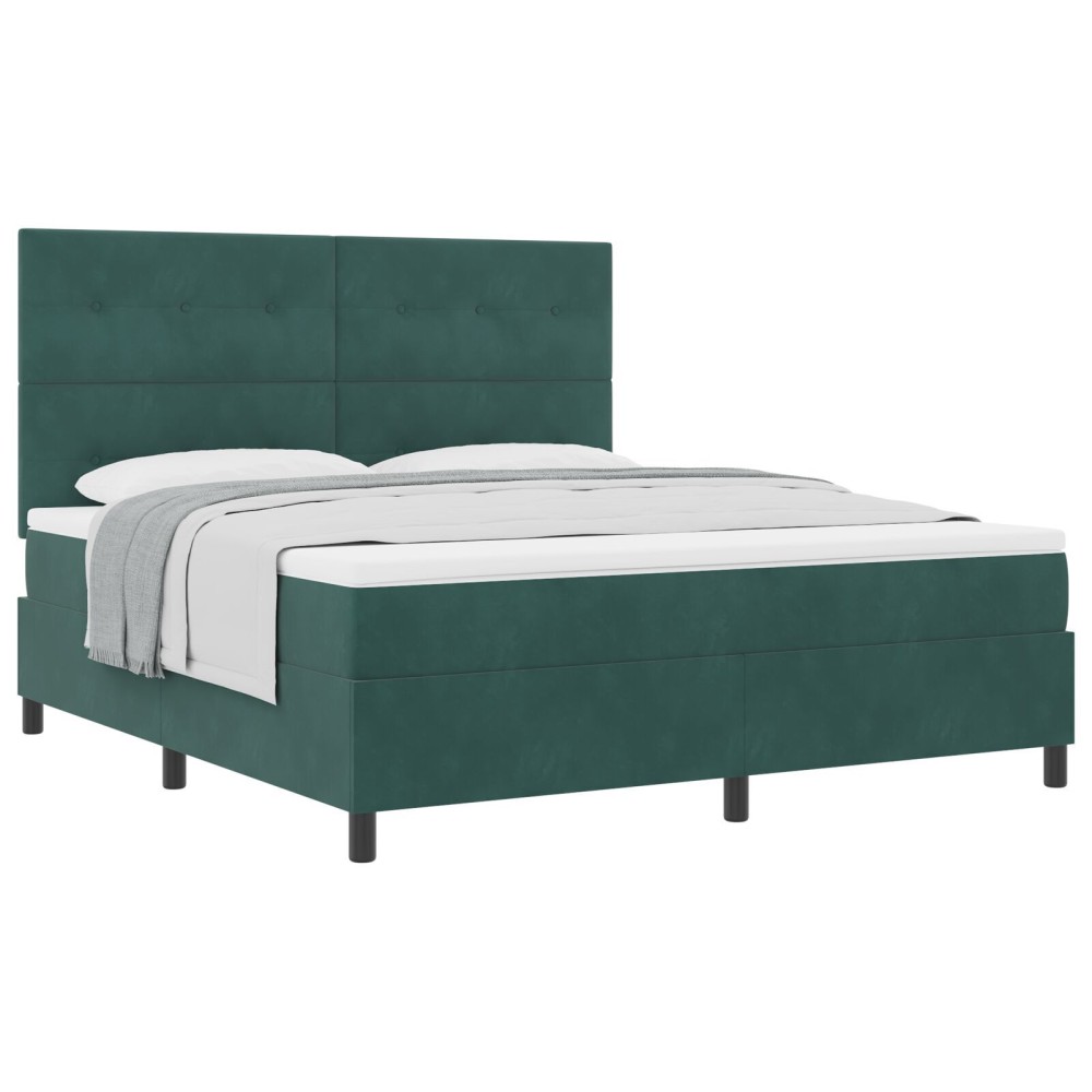 vidaXL Pat cu arcuri cu saltea Verde închis 180 x 200 cm Catifea