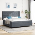 vidaXL Pat cu arcuri cu saltea Gri închis 200 x 200 cm Catifea vidaXL Pat cu arcuri cu saltea Gri închis 200 x 200 cm Catifea