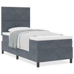 vidaXL Pat cu arcuri cu saltea Gri închis 90 x 190 cm Catifea vidaXL Pat cu arcuri cu saltea Gri închis 90 x 190 cm Catifea