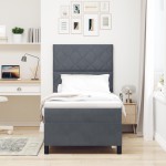 vidaXL Pat cu arcuri cu saltea Gri închis 90 x 190 cm Catifea vidaXL Pat cu arcuri cu saltea Gri închis 90 x 190 cm Catifea
