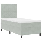 Pat Box Spring vidaXL cu Saltea Gri Deschis 90x200 cm Catifea Pat Box Spring vidaXL cu Saltea Gri Deschis 90x200 cm Catifea