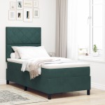Pat cu arcuri vidaXL și saltea Verde închis 100x200 cm din catifea Pat cu arcuri vidaXL și saltea Verde închis 100x200 cm din catifea