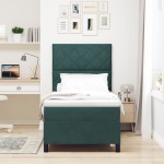 Pat cu arcuri vidaXL și saltea Verde închis 100x200 cm din catifea Pat cu arcuri vidaXL și saltea Verde închis 100x200 cm din catifea