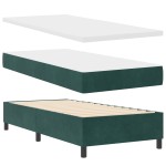 Pat cu arcuri vidaXL și saltea Verde închis 100x200 cm din catifea Pat cu arcuri vidaXL și saltea Verde închis 100x200 cm din catifea
