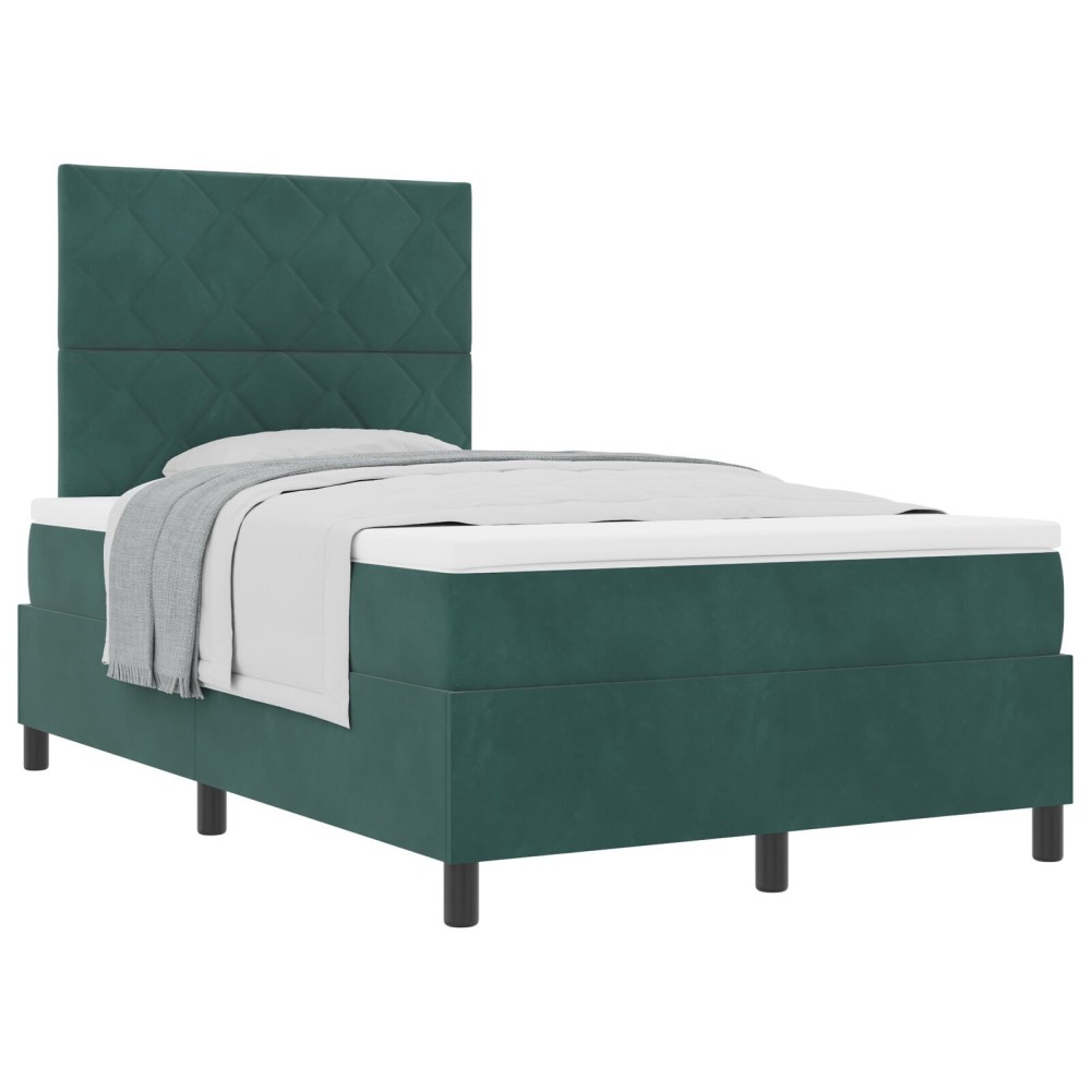 vidaXL Pat cu arcuri cu saltea Verde închis 120 x 200 cm Catifea