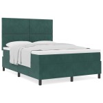 vidaXL Pat cu arcuri cu saltea Verde închis 140 x 190 cm Catifea vidaXL Pat cu arcuri cu saltea Verde închis 140 x 190 cm Catifea