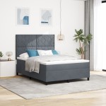 Pat cu saltea vidaXL Grey închis 140x200 cm Catifea Pat cu saltea vidaXL Grey închis 140x200 cm Catifea
