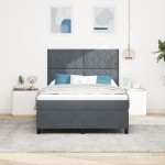 Pat cu saltea vidaXL Grey închis 140x200 cm Catifea Pat cu saltea vidaXL Grey închis 140x200 cm Catifea