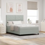 Pat Box Spring vidaXL cu Saltea Gri Deschis 160x200 cm Catifea Pat Box Spring vidaXL cu Saltea Gri Deschis 160x200 cm Catifea