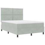Pat Box Spring vidaXL cu Saltea Gri Deschis 160x200 cm Catifea Pat Box Spring vidaXL cu Saltea Gri Deschis 160x200 cm Catifea