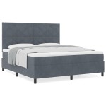 vidaXL Pat cu arcuri cu saltea Gri închis 180 x 200 cm Catifea vidaXL Pat cu arcuri cu saltea Gri închis 180 x 200 cm Catifea