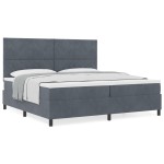 vidaXL Pat cu arcuri cu saltea Gri închis 200 x 200 cm Catifea vidaXL Pat cu arcuri cu saltea Gri închis 200 x 200 cm Catifea