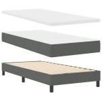 Pat Box Spring vidaXL cu Saltea Gri Închis 100x200 cm Fabric Pat Box Spring vidaXL cu Saltea Gri Închis 100x200 cm Fabric
