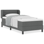 Pat Box Spring vidaXL cu Saltea Gri Închis 100x200 cm Fabric Pat Box Spring vidaXL cu Saltea Gri Închis 100x200 cm Fabric