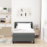 Pat Box Spring vidaXL cu Saltea Gri Închis 100x200 cm Fabric Pat Box Spring vidaXL cu Saltea Gri Închis 100x200 cm Fabric