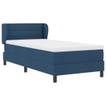 Patchwork Box Spring cu Saltea Albastră 100x200 cm din Țesătură Patchwork Box Spring cu Saltea Albastră 100x200 cm din Țesătură
