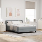 Pat cu saltea vidaXL Gri deschis 140x200 cm Textil Pat cu saltea vidaXL Gri deschis 140x200 cm Textil