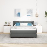 Pat cu arcuri vidaXL cu saltea gri închis 160x200 cm țesătură Pat cu arcuri vidaXL cu saltea gri închis 160x200 cm țesătură