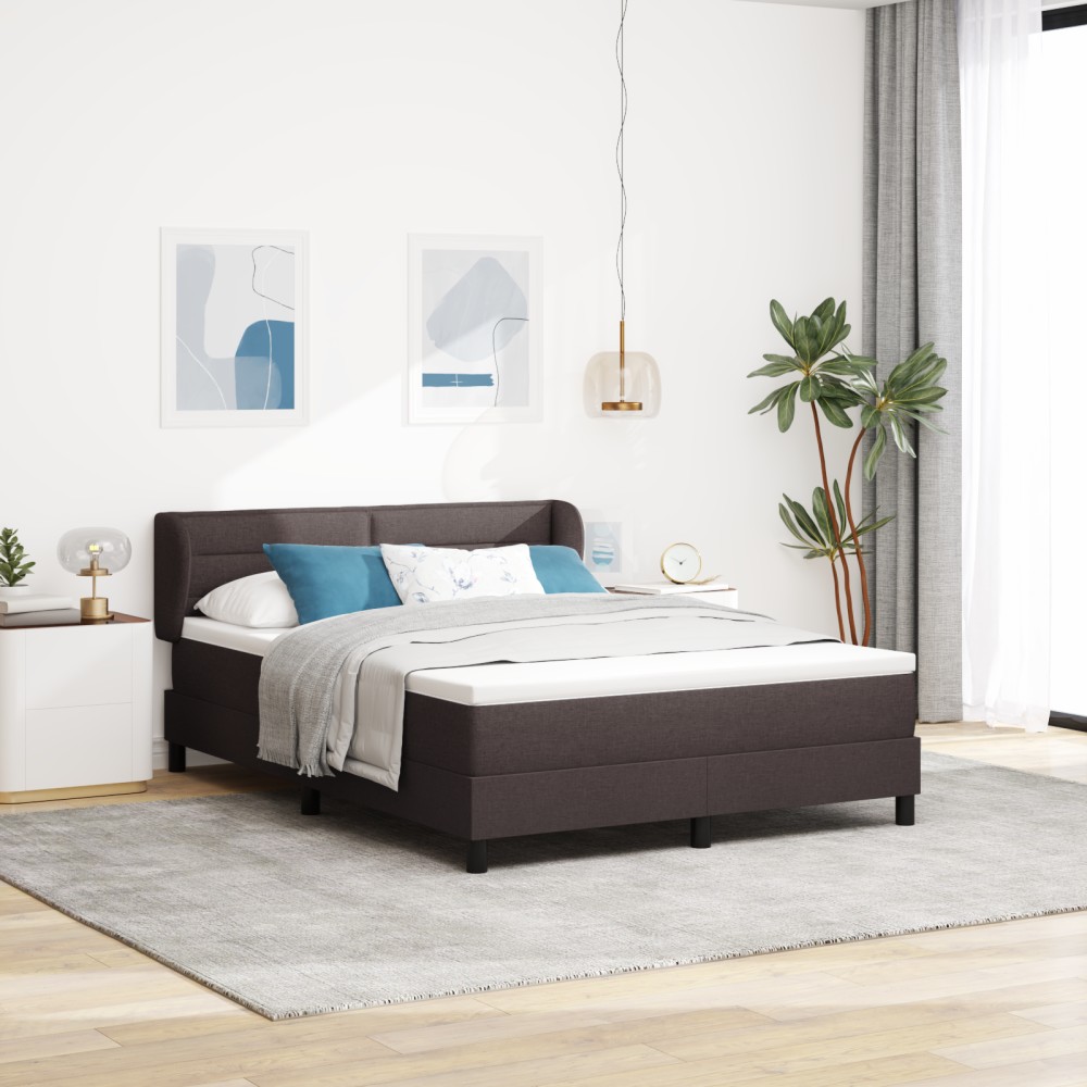 Pat cu saltea vidaXL cu tablie maro închis 160x200 cm din material textil