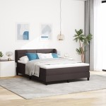 Pat cu saltea vidaXL cu tablie maro închis 160x200 cm din material textil Pat cu saltea vidaXL cu tablie maro închis 160x200 cm din material textil