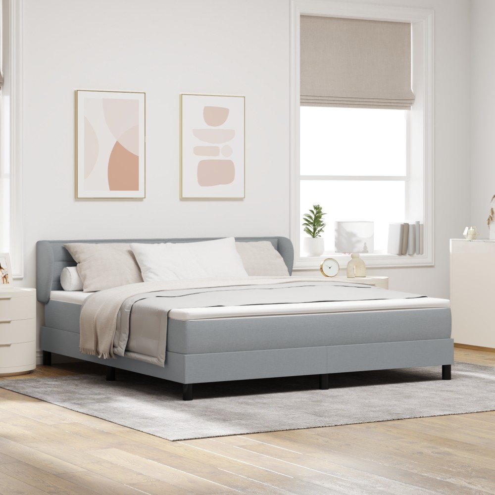 Pat cu saltea vidaXL Gri deschis 180x200 cm Textil