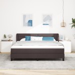 Pat Box Spring vidaXL cu Saltea Maro Închis 180x200 cm Material Pat Box Spring vidaXL cu Saltea Maro Închis 180x200 cm Material