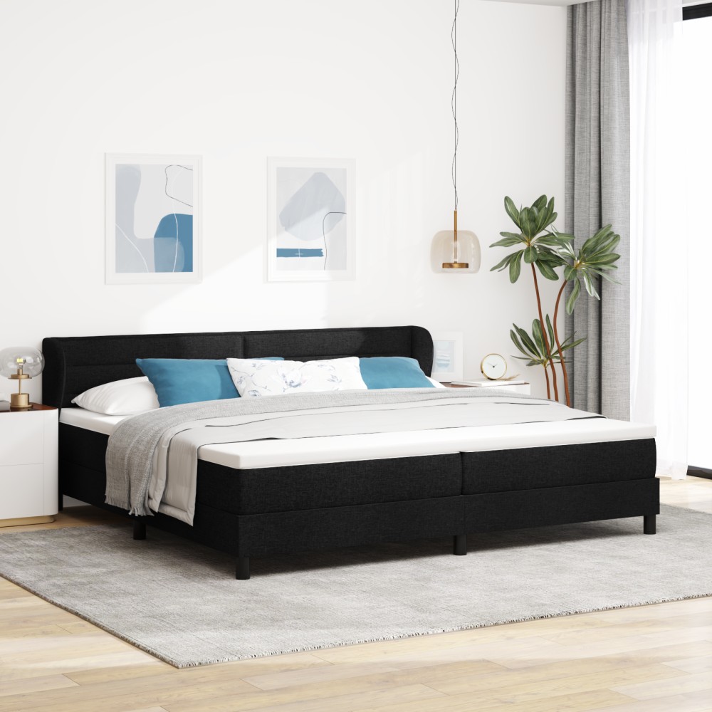 vidaXL Cadru cu arcuri și saltea neagră 200x200 cm țesătură