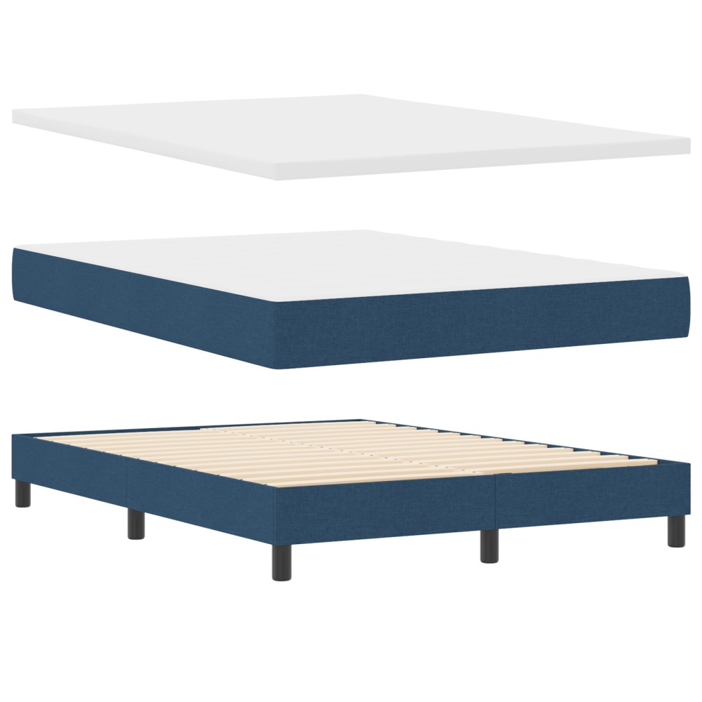 Pat cu arcuri Box Spring vidaXL cu saltea Albastru 140x200 cm Textil