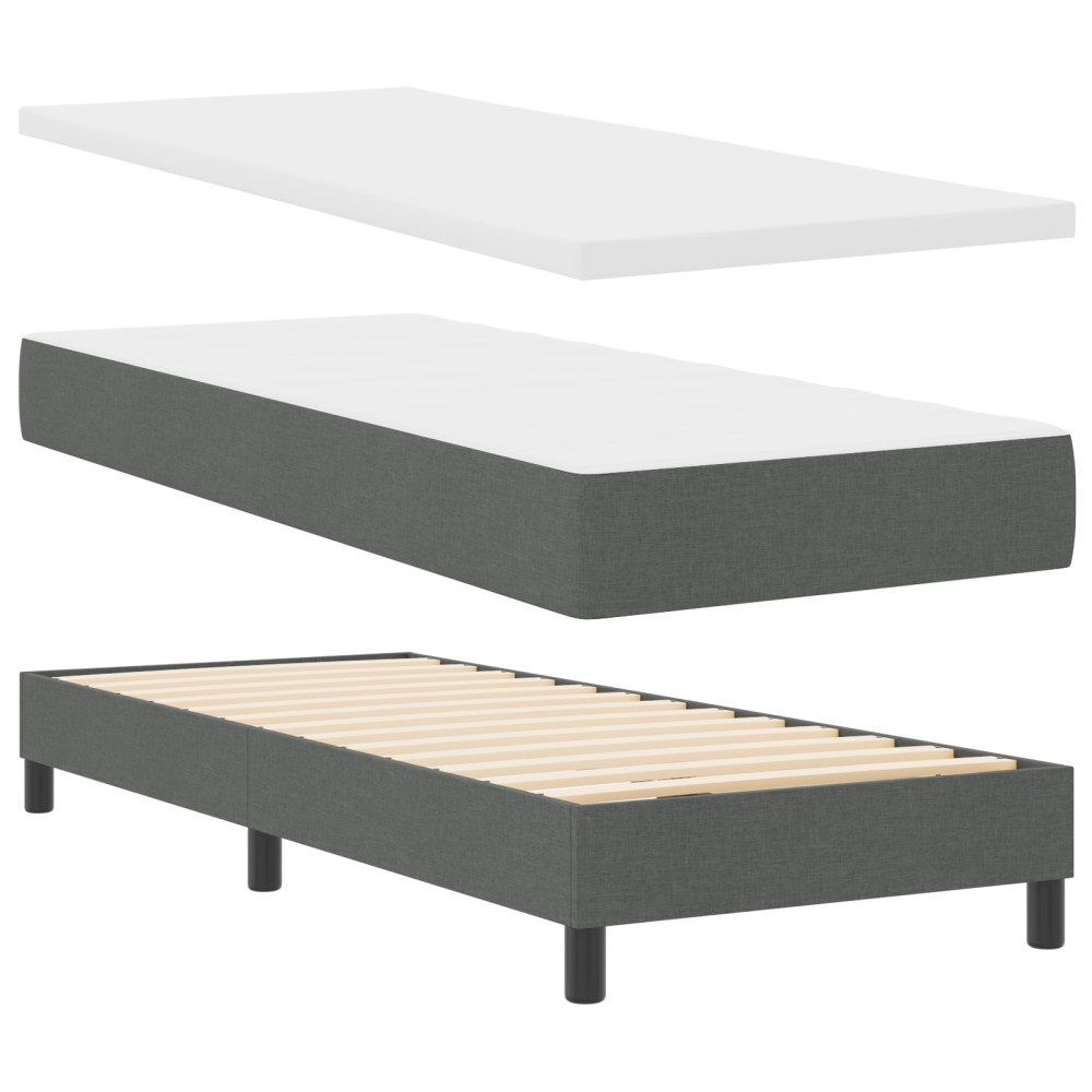 Pat cu saltea Box Spring vidaXL Gri închis 80x200 cm Textil