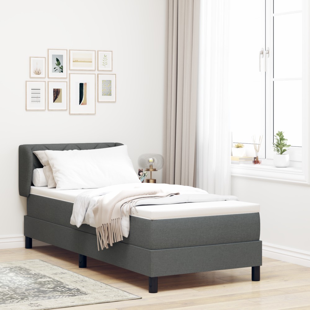 Pat cu saltea Box Spring vidaXL Gri închis 80x200 cm Textil
