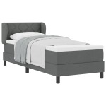 Pat cu saltea Box Spring vidaXL Gri închis 80x200 cm Textil Pat cu saltea Box Spring vidaXL Gri închis 80x200 cm Textil