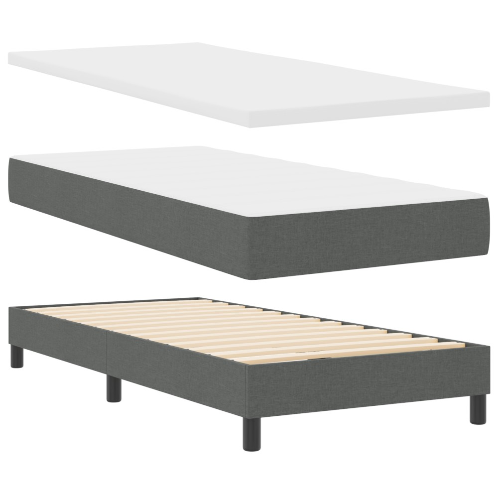 Pat cu saltea Box Spring vidaXL Gri închis 90x190 cm Fabric