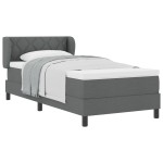 Pat cu saltea Box Spring vidaXL Gri închis 90x190 cm Fabric Pat cu saltea Box Spring vidaXL Gri închis 90x190 cm Fabric