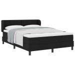 Pat box spring vidaXL cu saltea Negru 140x190 cm Material textil Pat box spring vidaXL cu saltea Negru 140x190 cm Material textil