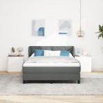 Pat cu saltea vidaXL cu arcuri, Gri închis 140x200 cm, Fabric Pat cu saltea vidaXL cu arcuri, Gri închis 140x200 cm, Fabric