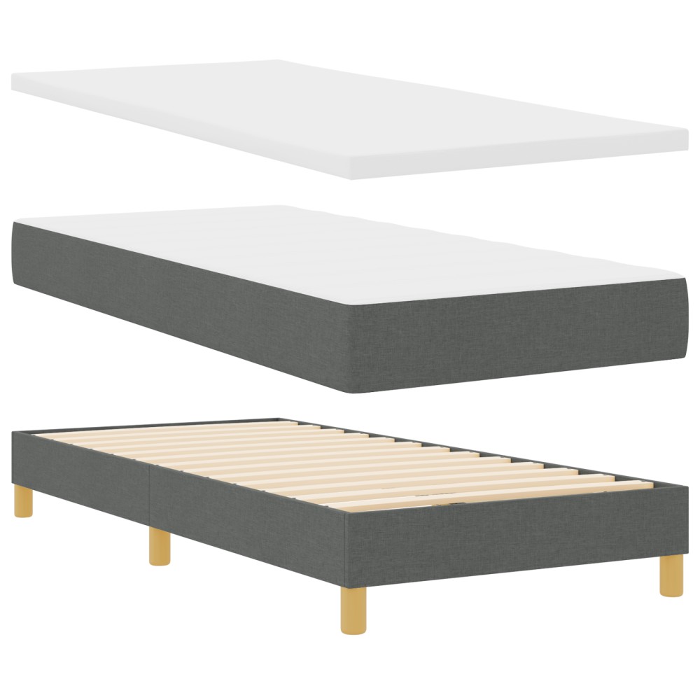 Pat Box Spring cu Saltea vidaXL Gri Închis 80x200 cm Textil