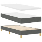 Pat Box Spring cu Saltea vidaXL Gri Închis 80x200 cm Textil Pat Box Spring cu Saltea vidaXL Gri Închis 80x200 cm Textil