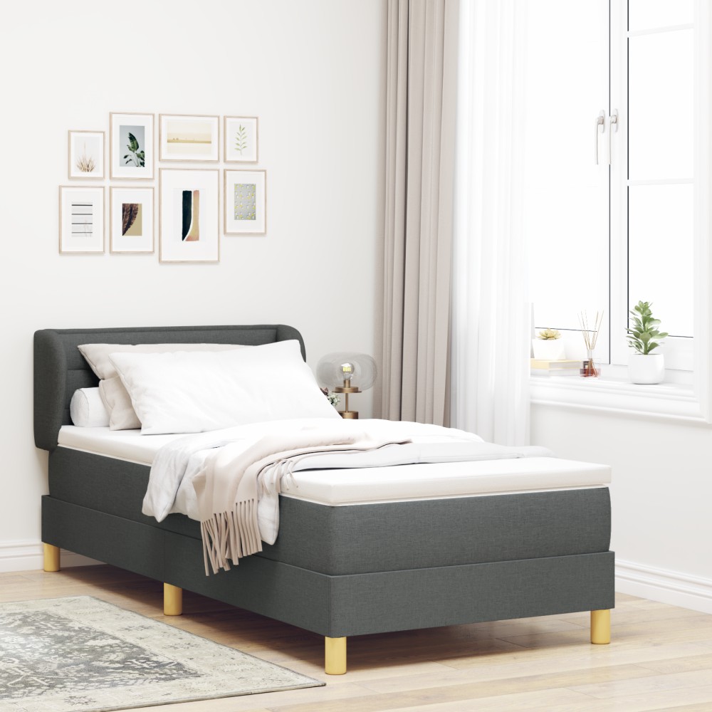 Pat Box Spring cu Saltea vidaXL Gri Închis 80x200 cm Textil