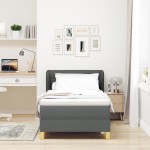 Pat Box Spring cu Saltea vidaXL Gri Închis 80x200 cm Textil Pat Box Spring cu Saltea vidaXL Gri Închis 80x200 cm Textil
