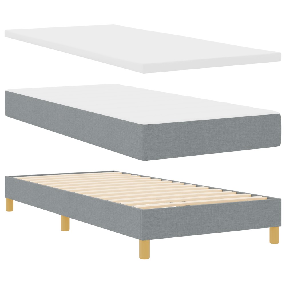 Pat Box Spring vidaXL cu Saltea Gri Deschis 90x200 cm țesătură