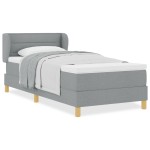 Pat Box Spring vidaXL cu Saltea Gri Deschis 90x200 cm țesătură Pat Box Spring vidaXL cu Saltea Gri Deschis 90x200 cm țesătură