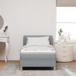 Pat Box Spring vidaXL cu Saltea Gri Deschis 90x200 cm țesătură Pat Box Spring vidaXL cu Saltea Gri Deschis 90x200 cm țesătură